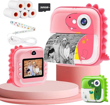 TOYOGO Cámara Instantánea para Niños, Cámara de Impresión Digital, Pantalla 2.4 Pulgadas, Video 1080P & 12 MP Doble Lente, 32G, 5 Rollos de Papel, Regalo para Cumpleaños y Navidad